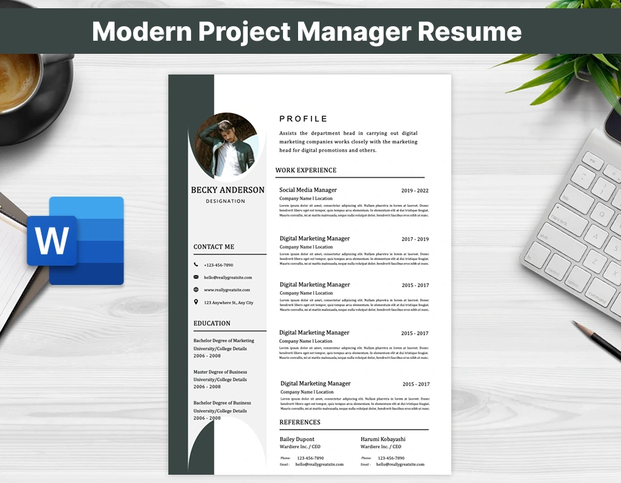 Modern Project Manager Resume Template