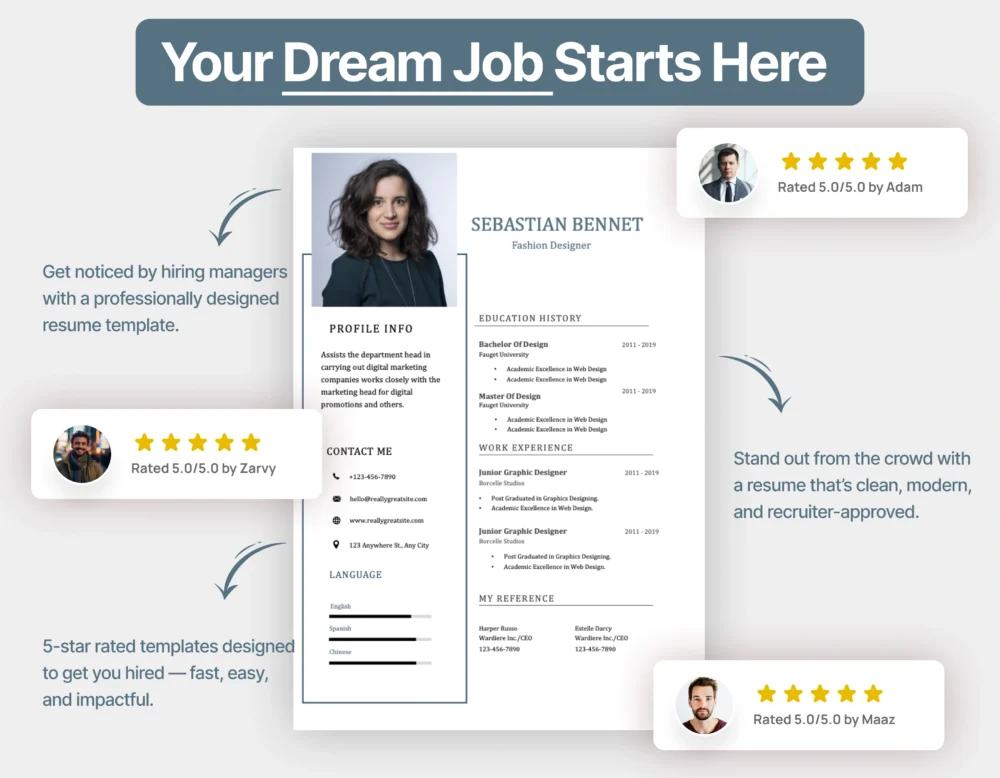 Corporate Fashion Designer Resume Template - Image 3