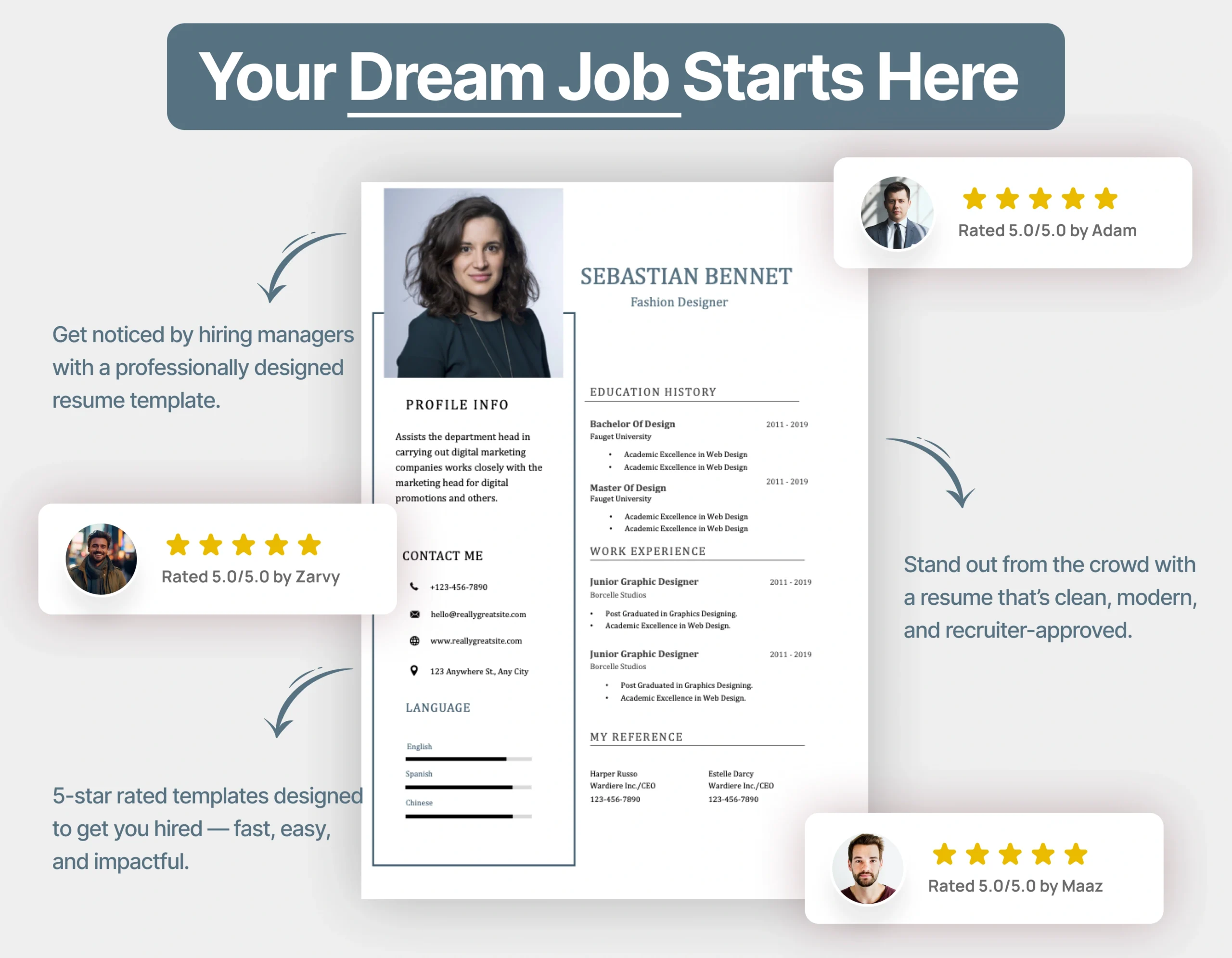 Corporate Fashion Designer Resume Template - Image 3