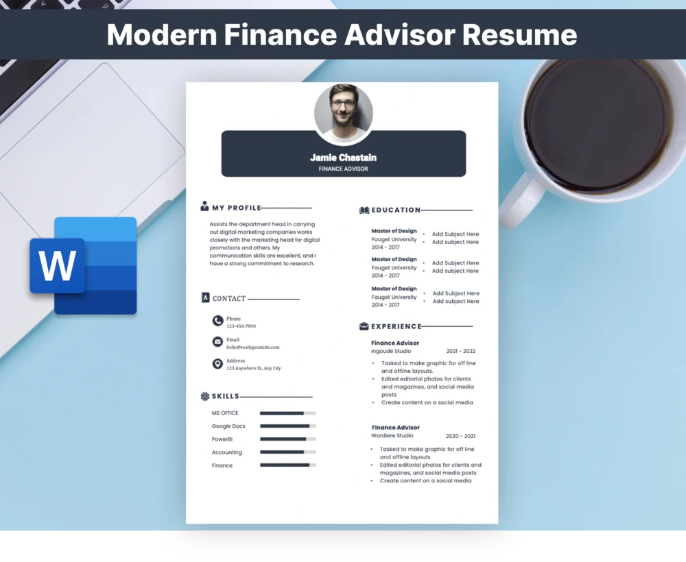 Modern Finance Advisor Resume Template