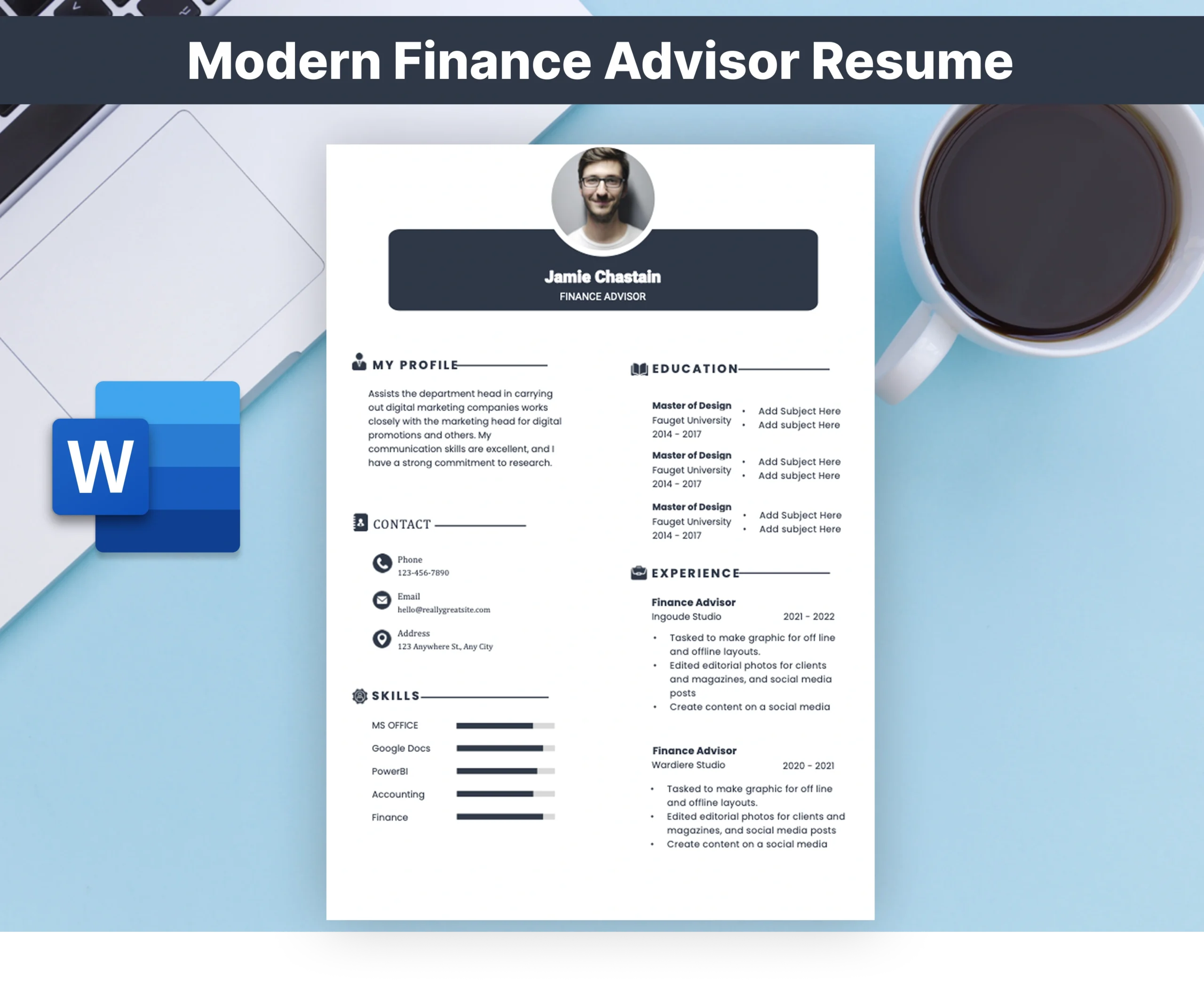 Modern Finance Advisor Resume Template