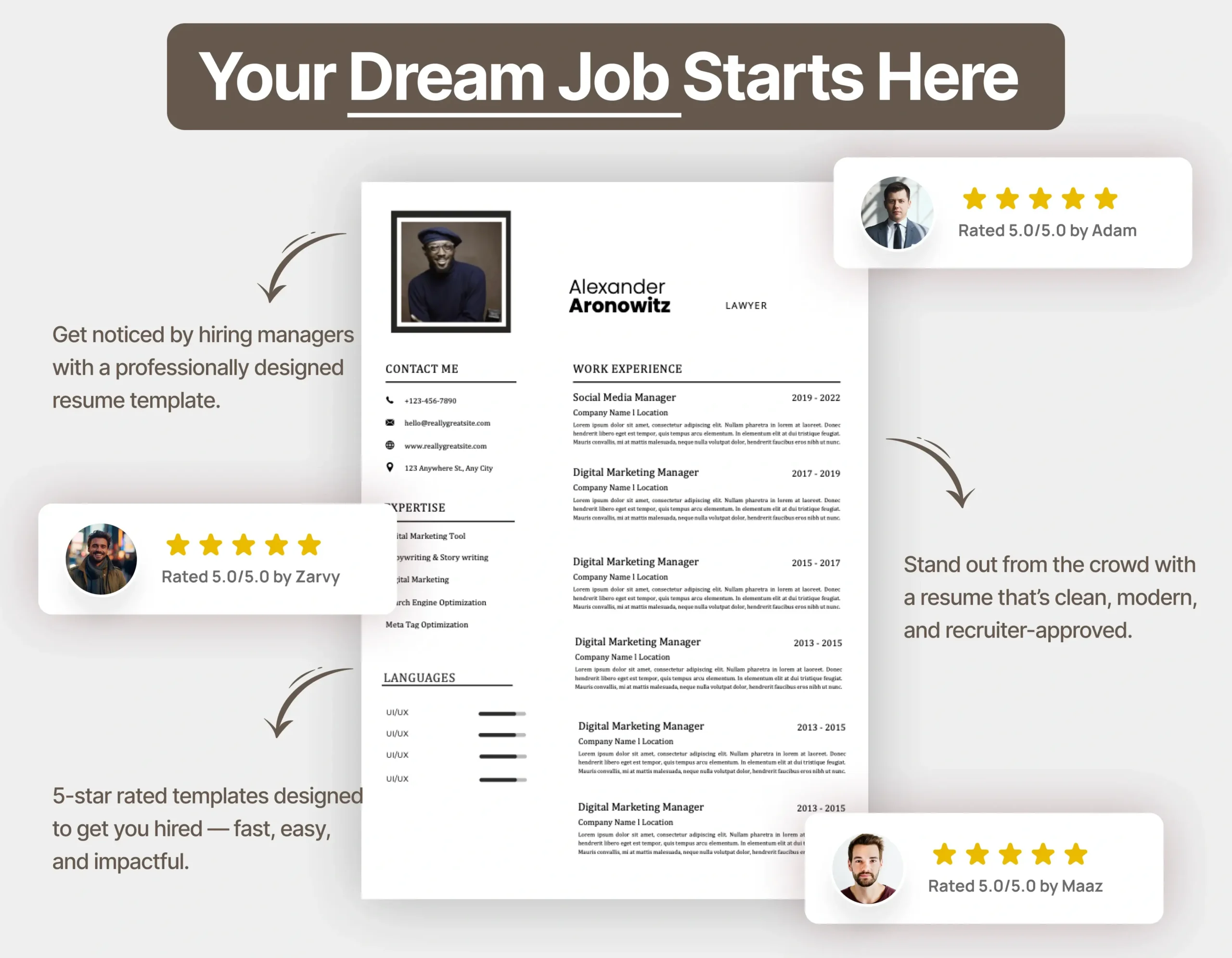 Professional Lawyers Resume Template - Image 2